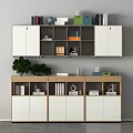 Modern Bookcase Storage Unit With White Grey Light Wood Shelves Books Globe Colored Boxes Decorations