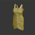Elegant Cream Colored Sleeveless Dress with Ruched Design and Spaghetti Straps