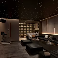 Luxury KTV Private Room With Starry Ceiling Large TV Screen Sofa Seating And Modern Design