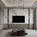 TV background wall coffee table combination chandelier 3d model