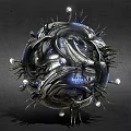 Game Movie Character Mechanical Sphere With Metallic Design Blue Glowing Elements And Spiked Structures 3d model