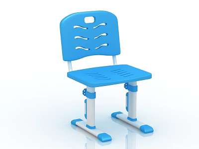 Blue Adjustable Kids Chair With Hollow Back And White Blue Legs 3d model