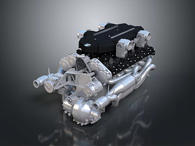 Highly Detailed 3D Engine Model With Mechanical Components Pipes And Casing 3d model