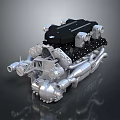 Highly Detailed 3D Engine Model With Mechanical Components Pipes And Casing