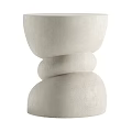 White Textured Stacked Sculptural Side Table For Modern Living Room Decor