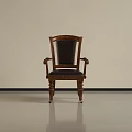 Classic Wooden Leisure Chair With Armrests Black Seat And Wheeled Legs