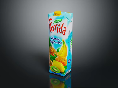 Florida Mixed Fruit Drink Carton with Banana Kiwi and Orange 3d model