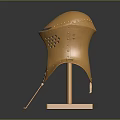 Medieval Golden Helmet With Metallic Armor Design And Display Stand