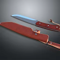 Tactical Weapon Knife with Sharp Metal Blade Wooden Handle and Leather Sheath