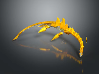 Game Movie Character Yellow Scaled Mythical Creature With Long Slender Body And Spiked Protrusions 3d model