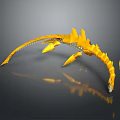 Game Movie Character Yellow Scaled Mythical Creature With Long Slender Body And Spiked Protrusions