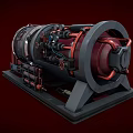 Large Industrial Machinery With Metallic Components Red Pipes And Black Base Structure