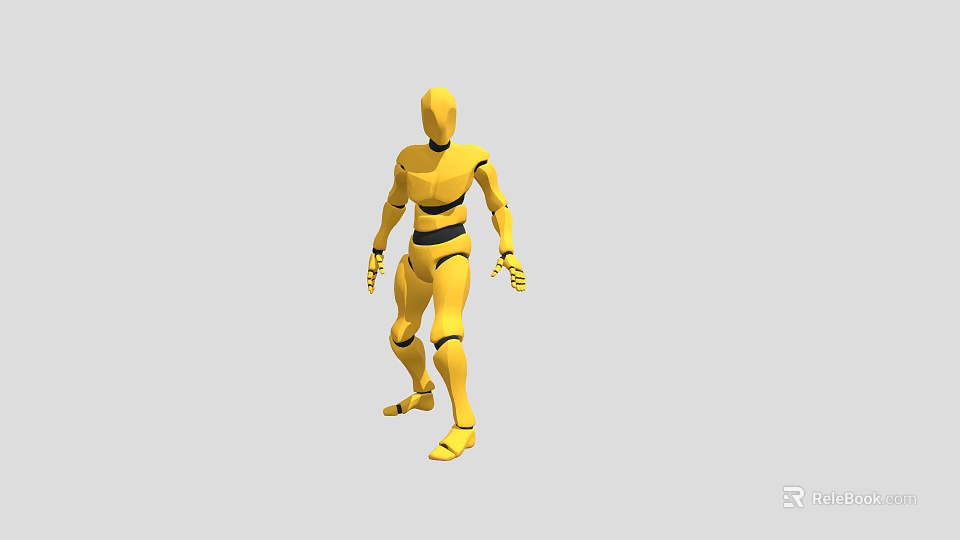 Game Movie Character Yellow Humanoid Robot 3D Model with Standing Pose and Digital Design 3d model 