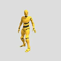 Game Movie Character Yellow Humanoid Robot 3D Model with Standing Pose and Digital Design