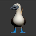 3D Modeled Cartoon Game Character With Striped White Head Brown Wings And Blue Feet
