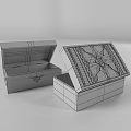 Decorative Wooden Box With Intricate Carved Patterns And Golden Accents