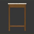 Wooden Desk With Marble Top And Single Drawer Featuring Cross Leg Design For Home Office
