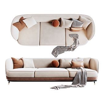 Modern Rugiano three-seat sofa 3d model