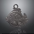 Silver Fish Shaped Pendant With Intricate Patterns And Loop Design For Decorative Use