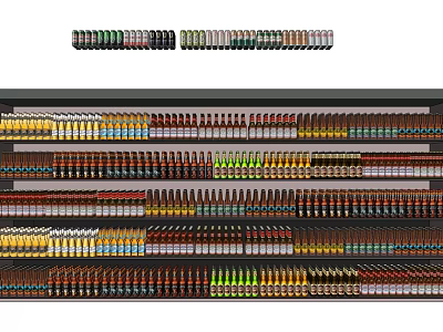 Colorful Bottled Drinks Arranged On Refrigerator Shelves With Various Flavors 3d model