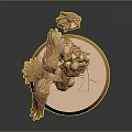 Detailed Golden Man Statue Holding Eagle With Butterfly On Pedestal