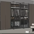 Elegant Modern Wardrobe Design With Glass Doors Built-in Storage Drawers And Hanging Space