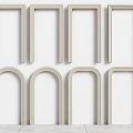 Display of Light Colored Door Frames With Rectangular And Arched Shapes 3d model