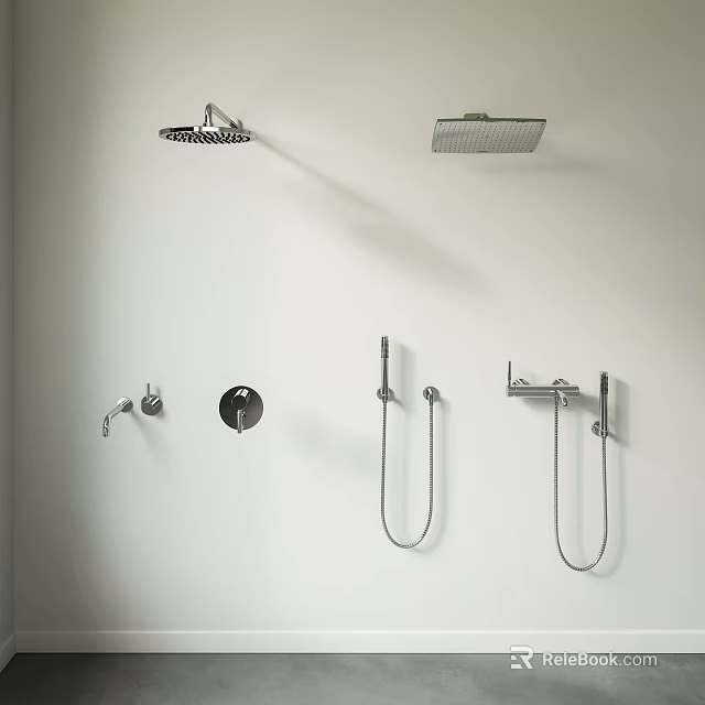 Modern Wall Mounted Shower System With Rain Shower Head And Handheld Sprayer 3d model 