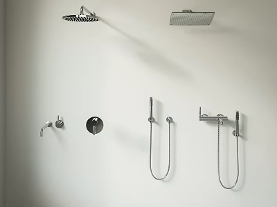 Modern Wall Mounted Shower System With Rain Shower Head And Handheld Sprayer 3d model