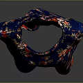 Sleeveless Dark Blue Dress With Red And White Floral Pattern For Daily Use