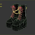 Black Lace Up Platform Boots With Chain Detail And Chunky Soles