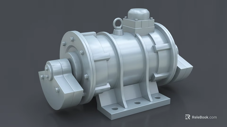 Industrial Equipment Heavy Duty Mechanical Component With Cylindrical Structure And Mounting Base 3d model 