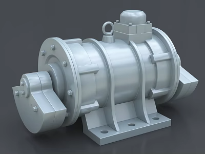 Industrial Equipment Heavy Duty Mechanical Component With Cylindrical Structure And Mounting Base 3d model