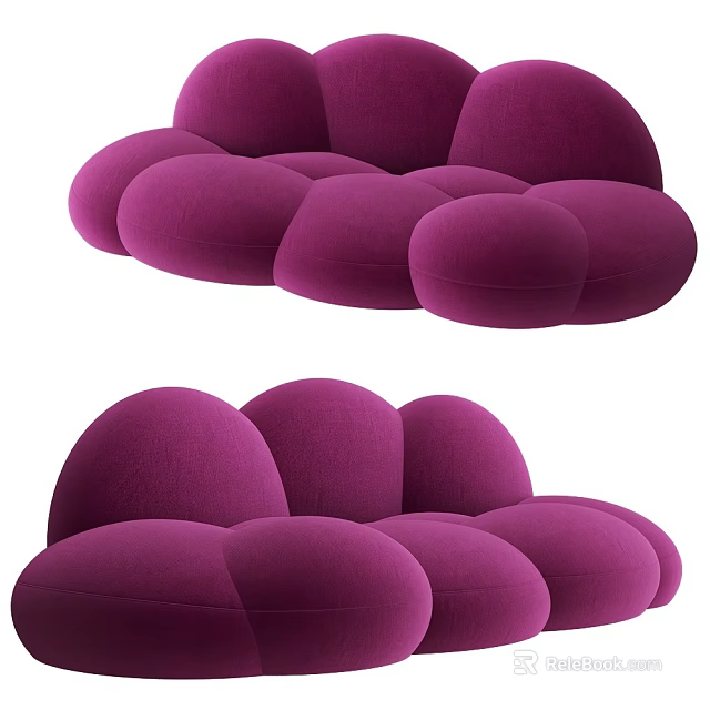 Stylish Purple Round Fabric Single Sofa For Modern Cozy Living Room 3d model 