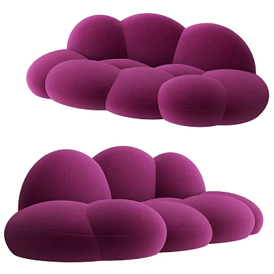 Stylish Purple Round Fabric Single Sofa For Modern Cozy Living Room 3d model