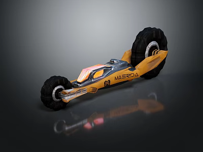 MEGA Brand Orange And Black Motorcycle With Large Tires And Futuristic Design 3d model