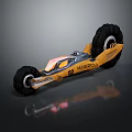 MEGA Brand Orange And Black Motorcycle With Large Tires And Futuristic Design