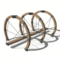 Outdoor Wooden Playground Equipment With Circular Wheel Frames And Multiple Support Structures For Kids