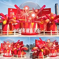 Chinese New Year Red Themed Photo Check-in Spot With Balloon Decorations Pinwheels And Transparent Globe
