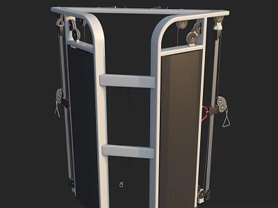 Sleek Modern Elevator Door Design With White Frame And Black Panel Structure 3d model