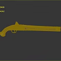 Antique Pistol With Wooden Grip Metal Barrel And Intricate Carvings On Dark Surface