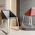 Modern Leisure Chairs With Quilted Pattern Black Pink Metal Frame Design
