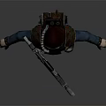 Detailed Game and Movie Character In Helmet Mask Armor With Weapon