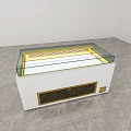 White Display Cabinet With Glass Top Grille Base And Marble Floor Setting