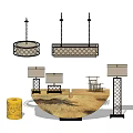 New Chinese-style Lamps Combination Chandelier Table Lamp Floor Lamp Combination 3d model