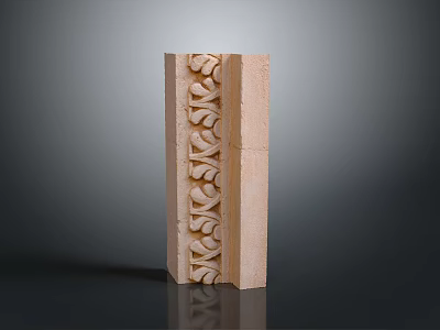 Stylish Wooden Columnar Decor with Intricate Carved Patterns as Household Ornament 3d model