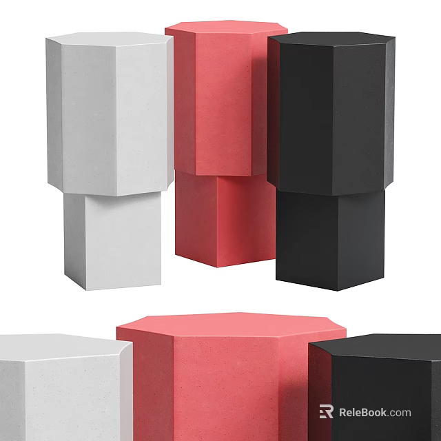 Modern Multicolor Geometric Hexagonal Dressing Table With Simple Stylish Design Features 3d model