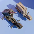 Military Weapon System With Trailer Mounted Launcher And Ammunition Containers 3d model