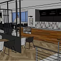 Modern Internet Cafe Interior With Computers Tables Chairs Glass Walls And Numbers