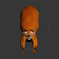 Orange Squirrel 3D Model With Big Eyes And Long Bushy Tail On Shiny Reflective Surface